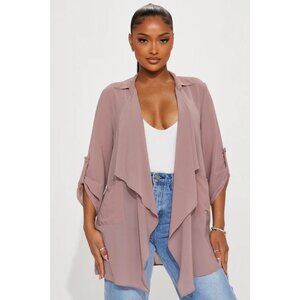 Fashion Nova Sheer Mocha Duster Jacket – Size S/M